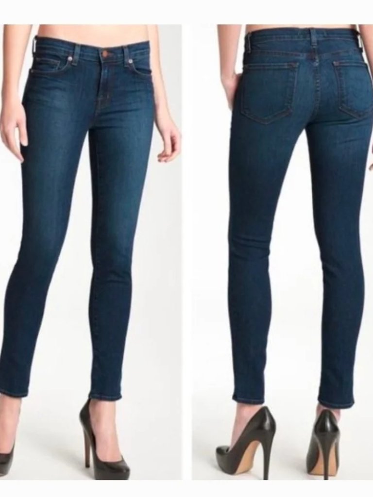 J Brand Womens Skinny Jeans In Dark Indigo Blue